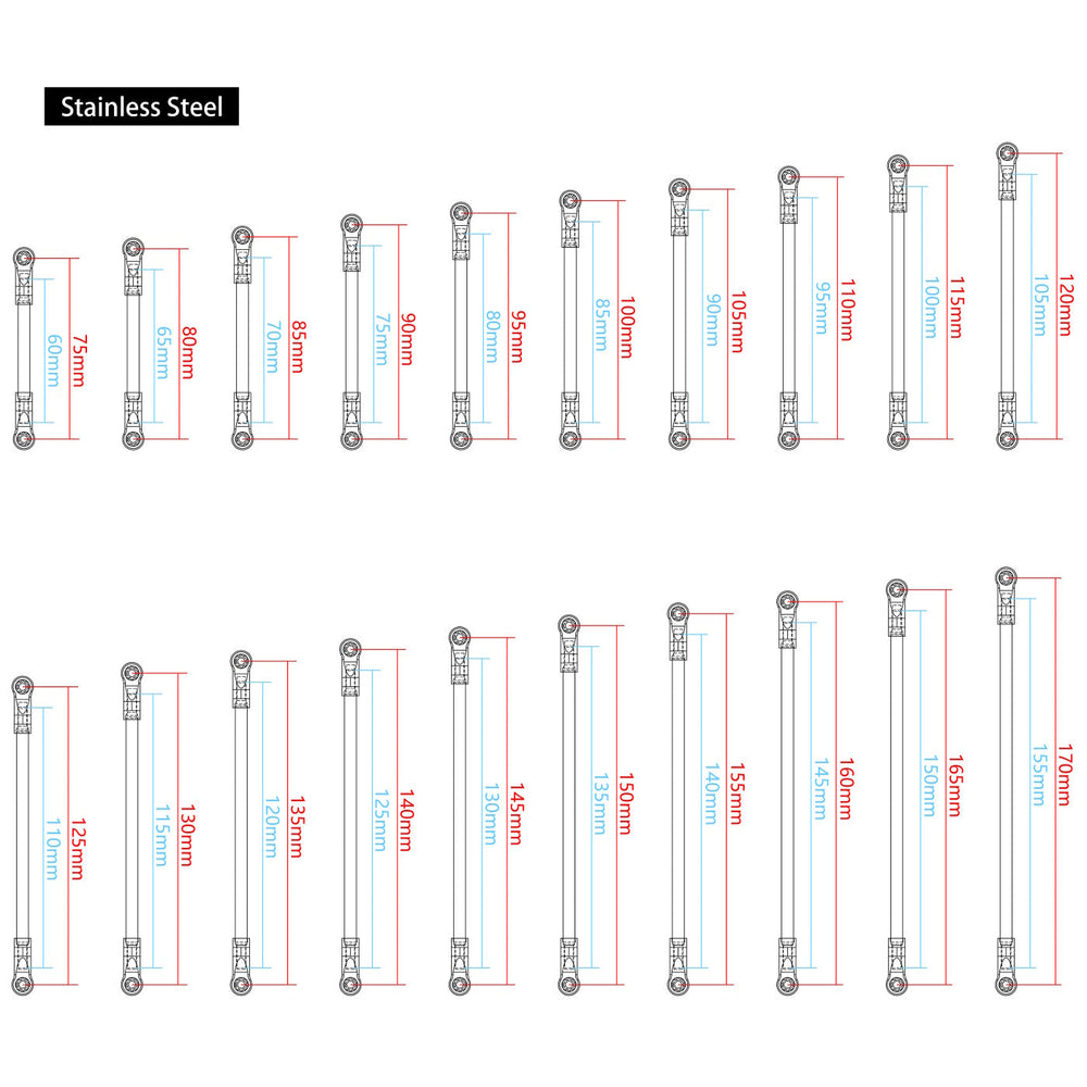 Powerhobby Stainless Steel 130MM Links w Straight / Angled Links (2) Axial SCX10