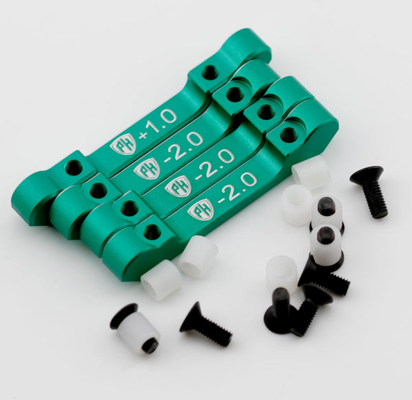 Powerhobby Aluminum Suspension Mount Set (+1.0/-2.0) Green MST RMX 2.5