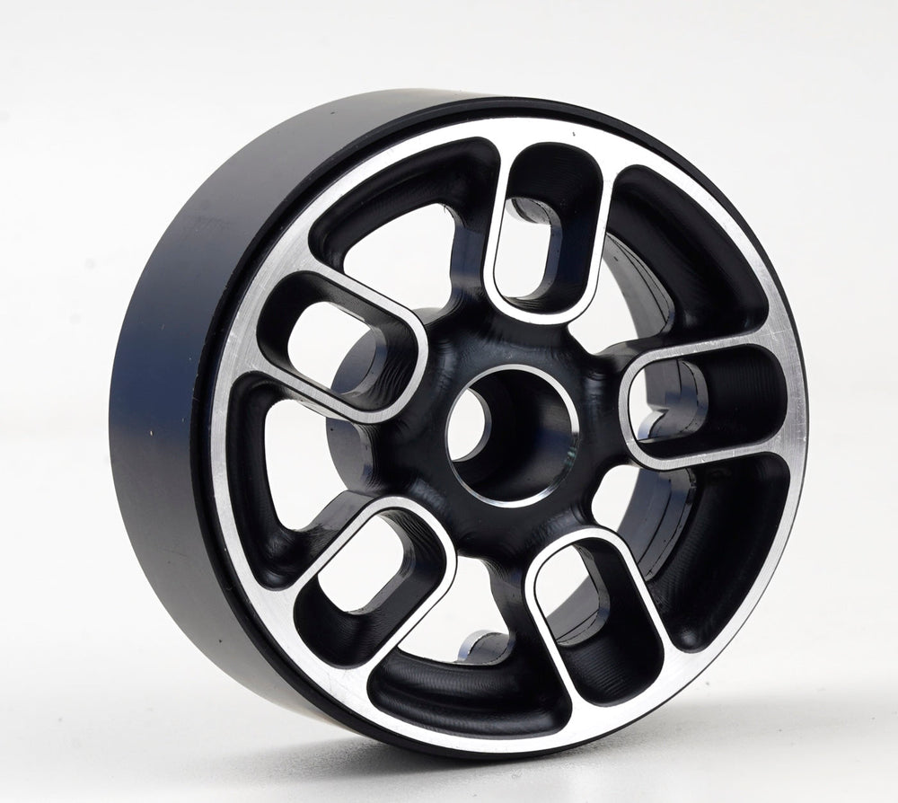 Powerhobby 1.9" Aluminum Beadlock Wheels (4) Black 1/0 Rock Crawler