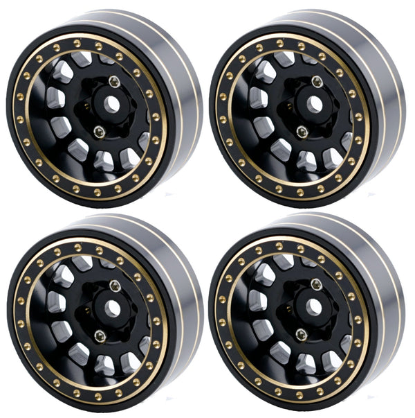 Powerhobby 1.1" 12-Spoke Brass Beadlock Wheels offset -3.75mm (4) 1/24 SCX24