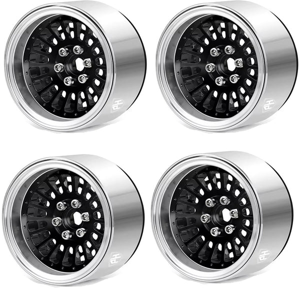 Powerhobby Aluminum 2.2" Beadlock Wheels Black (4) 1/10 Rock Crawler