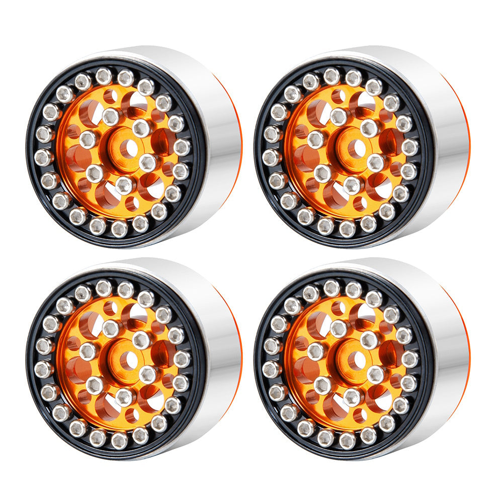 Powerhobby 1.0" Beadlock Wheels Orange (4) 1/24 Rock Crawler