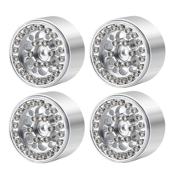Powerhobby 1.0" Beadlock Wheels Silver (4) 1/24 Rock Crawler