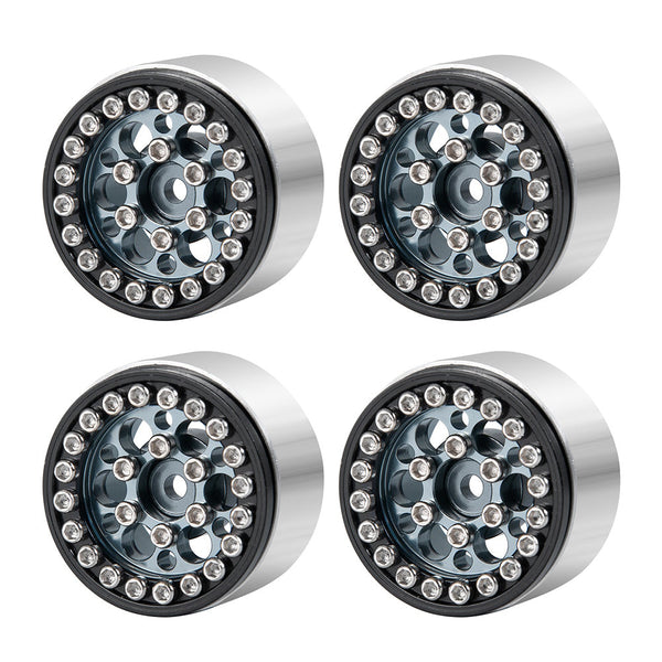 Powerhobby 1.0" Beadlock Wheels Titanium (4) 1/24 Rock Crawler