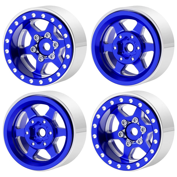 Powerhobby 1.0" Beadlock Wheels Blue (4) 1/24 Rock Crawler