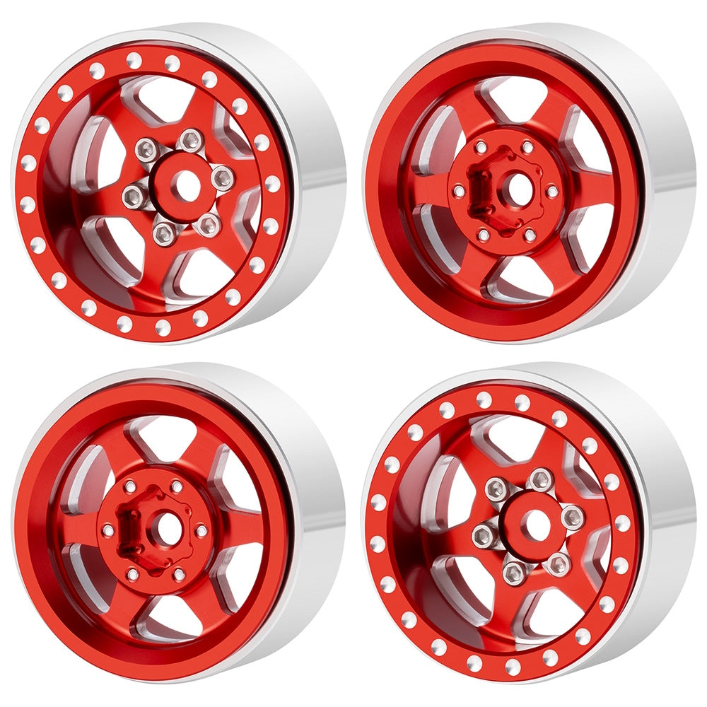 Powerhobby 1.0" Beadlock Wheels Red (4) 1/24 Rock Crawler