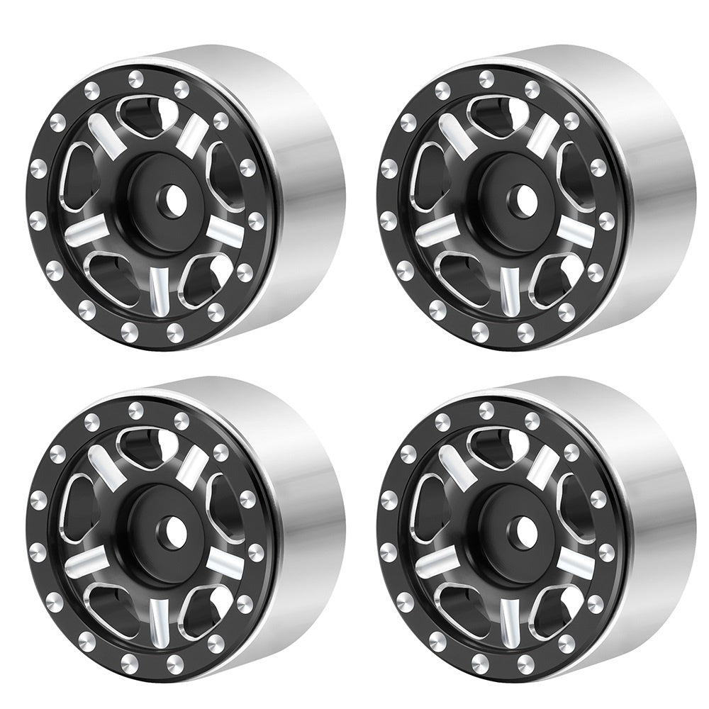 Powerhobby 1.0" Beadlock Wheels Black (4) 1/24 Rock Crawler