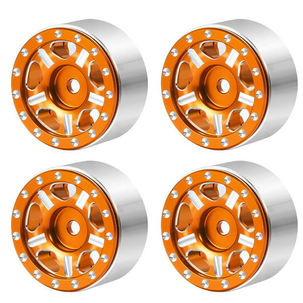 Powerhobby 1.0" Beadlock Wheels Orange (4) 1/24 Rock Crawler