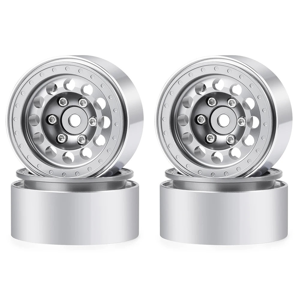Powerhobby 1.0" Beadlock Wheels Silver (4) 1/24 Rock Crawler