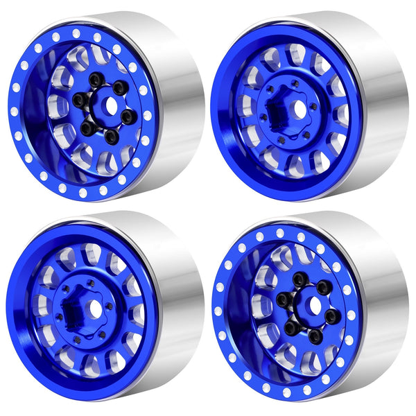 Powerhobby 1.0" Beadlock Wheels Blue (4) 1/24 Rock Crawler