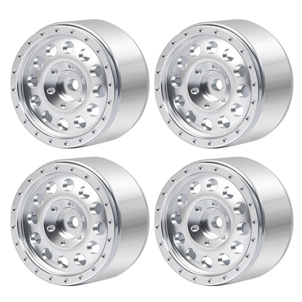 Powerhobby 1.0" Beadlock Wheels Silver (4) 1/24 Rock Crawler