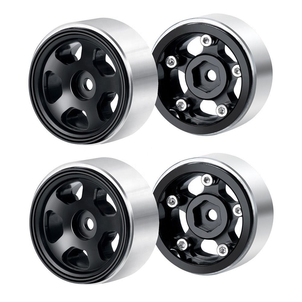 Powerhobby 1.0" Beadlock Wheels Black (4) 1/24 Rock Crawler