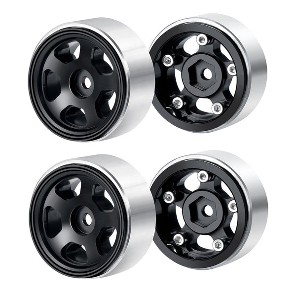 Powerhobby 1.0" Beadlock Wheels Black (4) 1/24 Rock Crawler