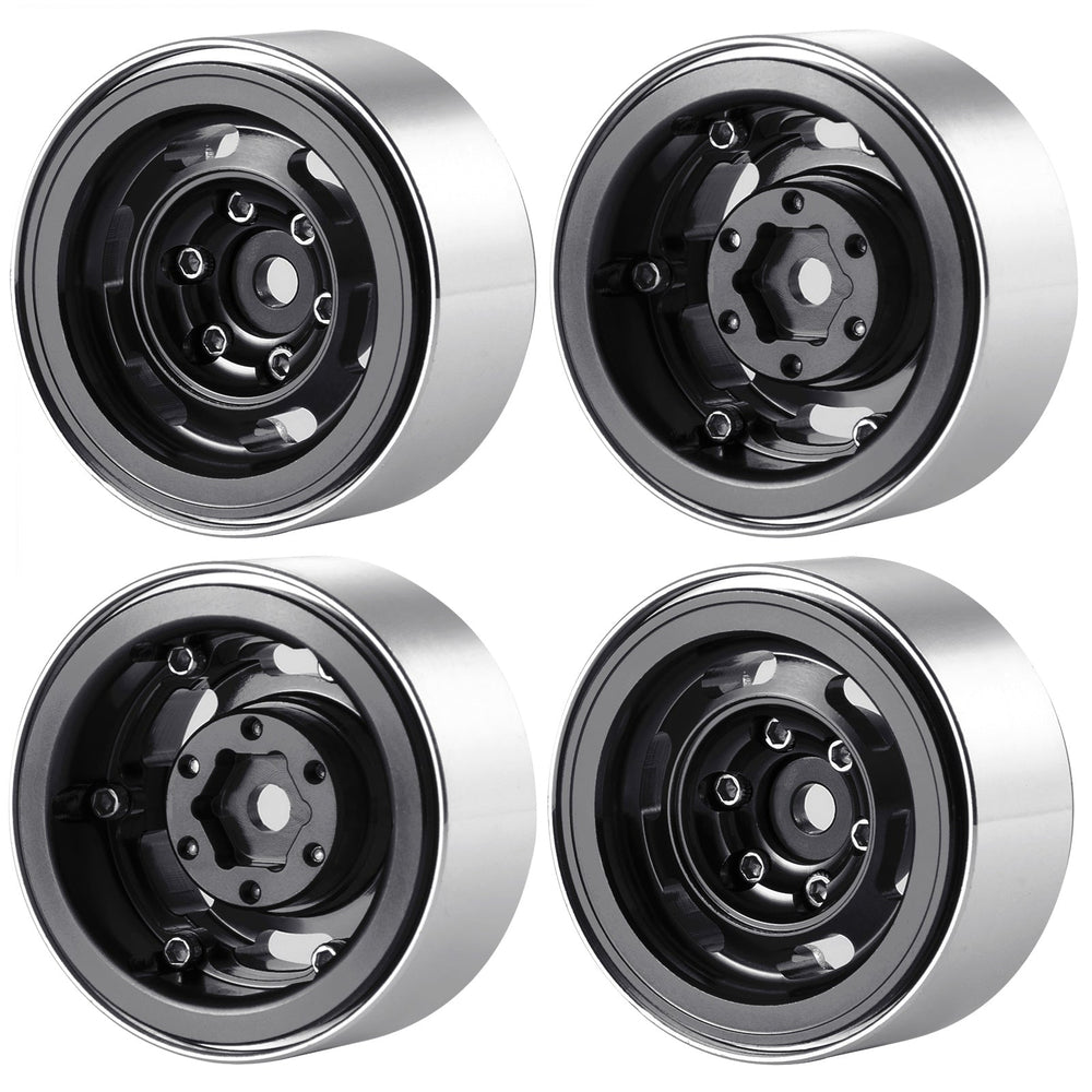 Powerhobby 1.0" Beadlock Wheels Black (4) 1/24 Rock Crawler