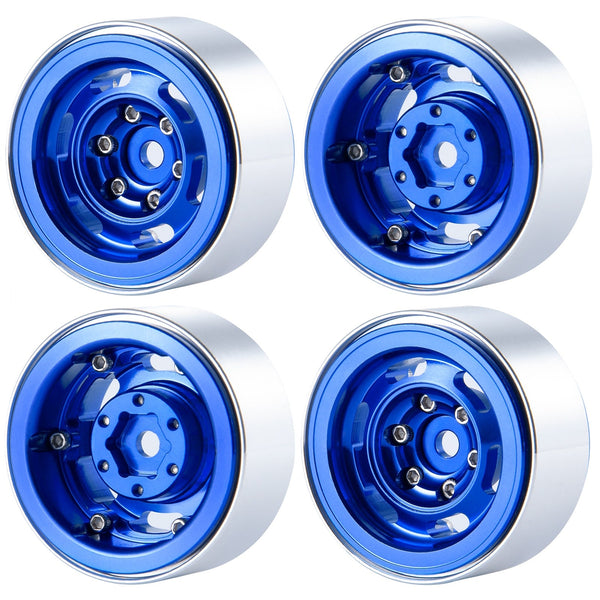 Powerhobby 1.0" Beadlock Wheels Blue (4) 1/24 Rock Crawler