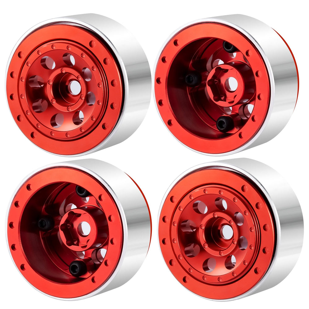 Powerhobby 1.0" Beadlock Wheels Red (4) 1/24 Rock Crawler