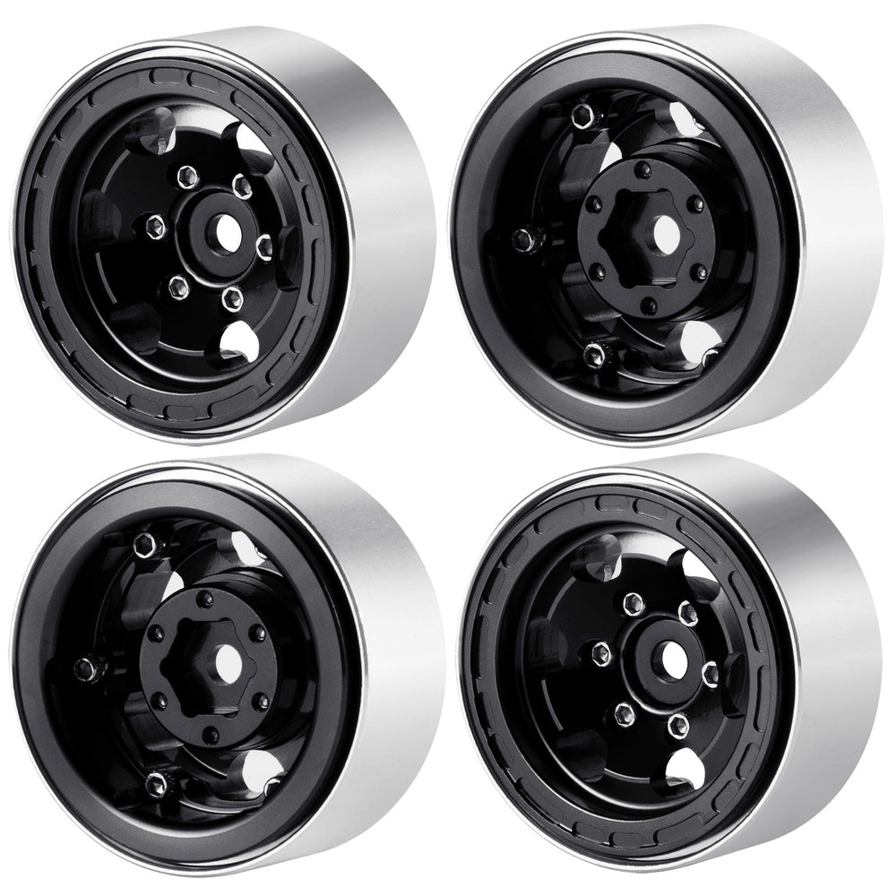 Powerhobby 1.0" Beadlock Wheels Black (4) 1/24 Rock Crawler