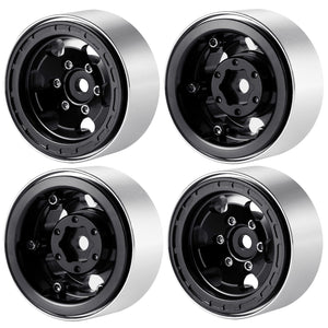 Powerhobby 1.0" Beadlock Wheels Black (4) 1/24 Rock Crawler