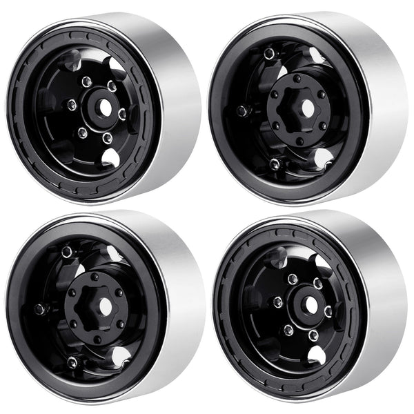 Powerhobby 1.0" Beadlock Wheels Black (4) 1/24 Rock Crawler