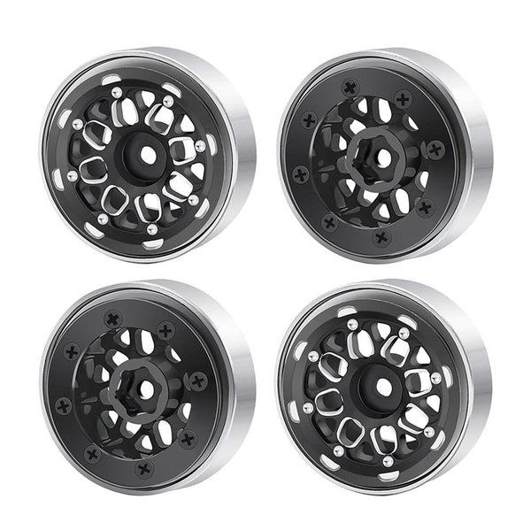 Powerhobby 1.0" Beadlock Wheels Black (4) 1/24 Rock Crawler