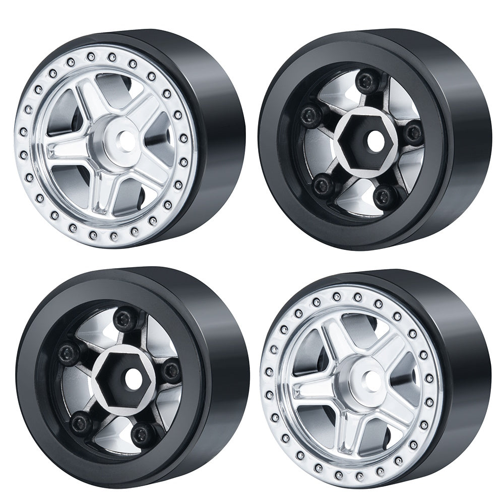 Powerhobby 1.0" Beadlock Wheels Silver (4) 1/24 Rock Crawler