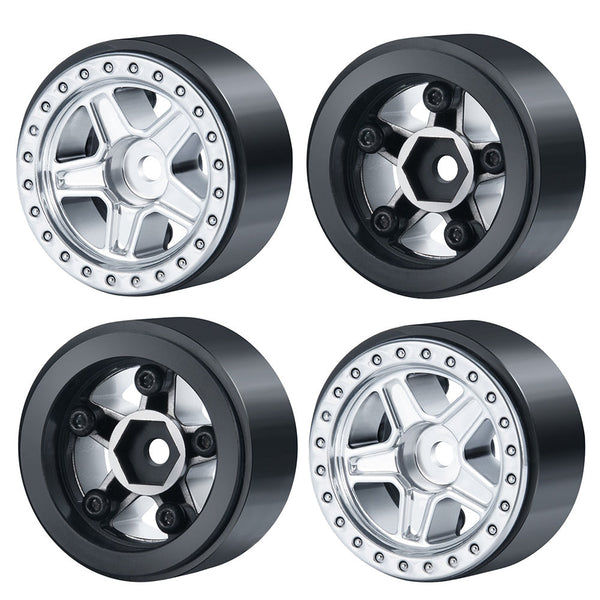 Powerhobby 1.0" Beadlock Wheels Silver (4) 1/24 Rock Crawler