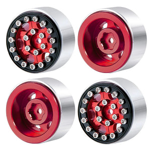 Powerhobby 1.0" Beadlock Wheels Red / Black (4) 1/24 Rock Crawler