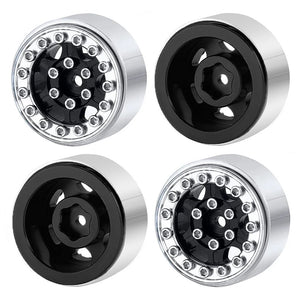 Powerhobby 1.0" Beadlock Wheels Silver / Black (4) 1/24 Rock Crawler