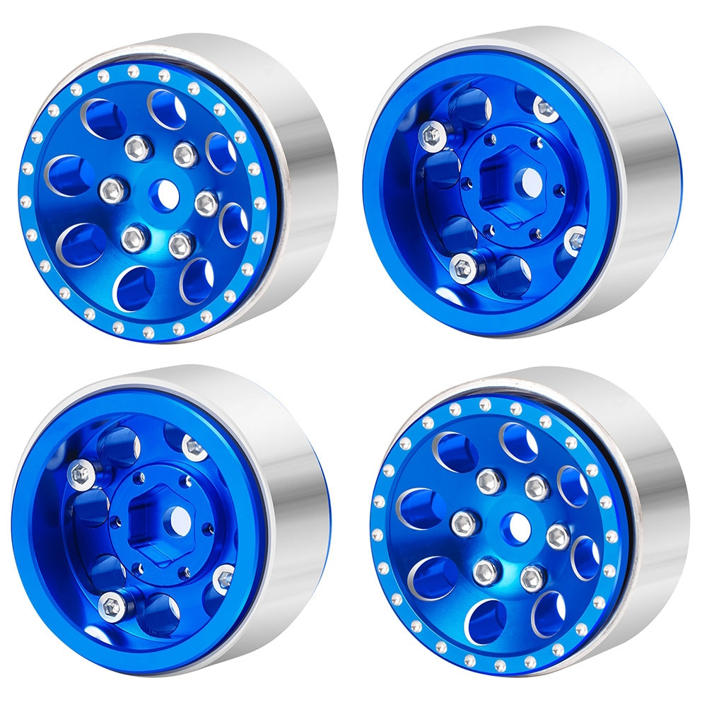 Powerhobby 1.0" Beadlock Wheels Blue (4) 1/24 Rock Crawler