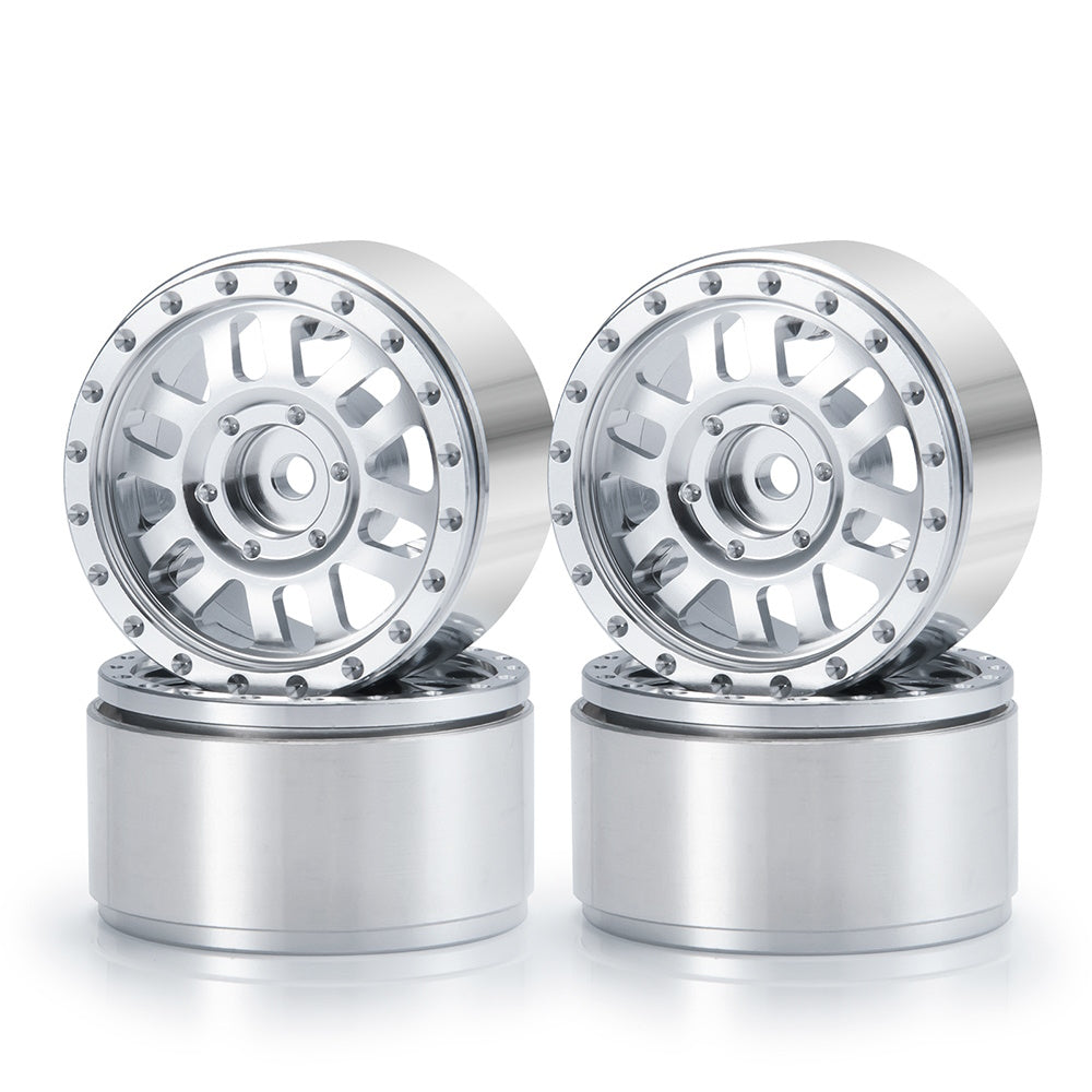 Powerhobby 1.0" Beadlock Wheels Silver (4) 1/24 Rock Crawler