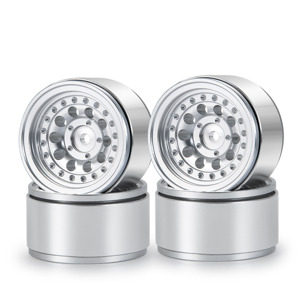 Powerhobby 1.0" Beadlock Wheels Silver (4) 1/24 Rock Crawler