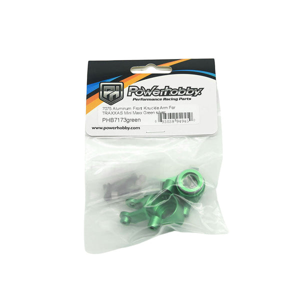 Powerhobby 7075 Aluminum Front Hub / Knuckle Arms Green FOR Traxxas Mini Maxx