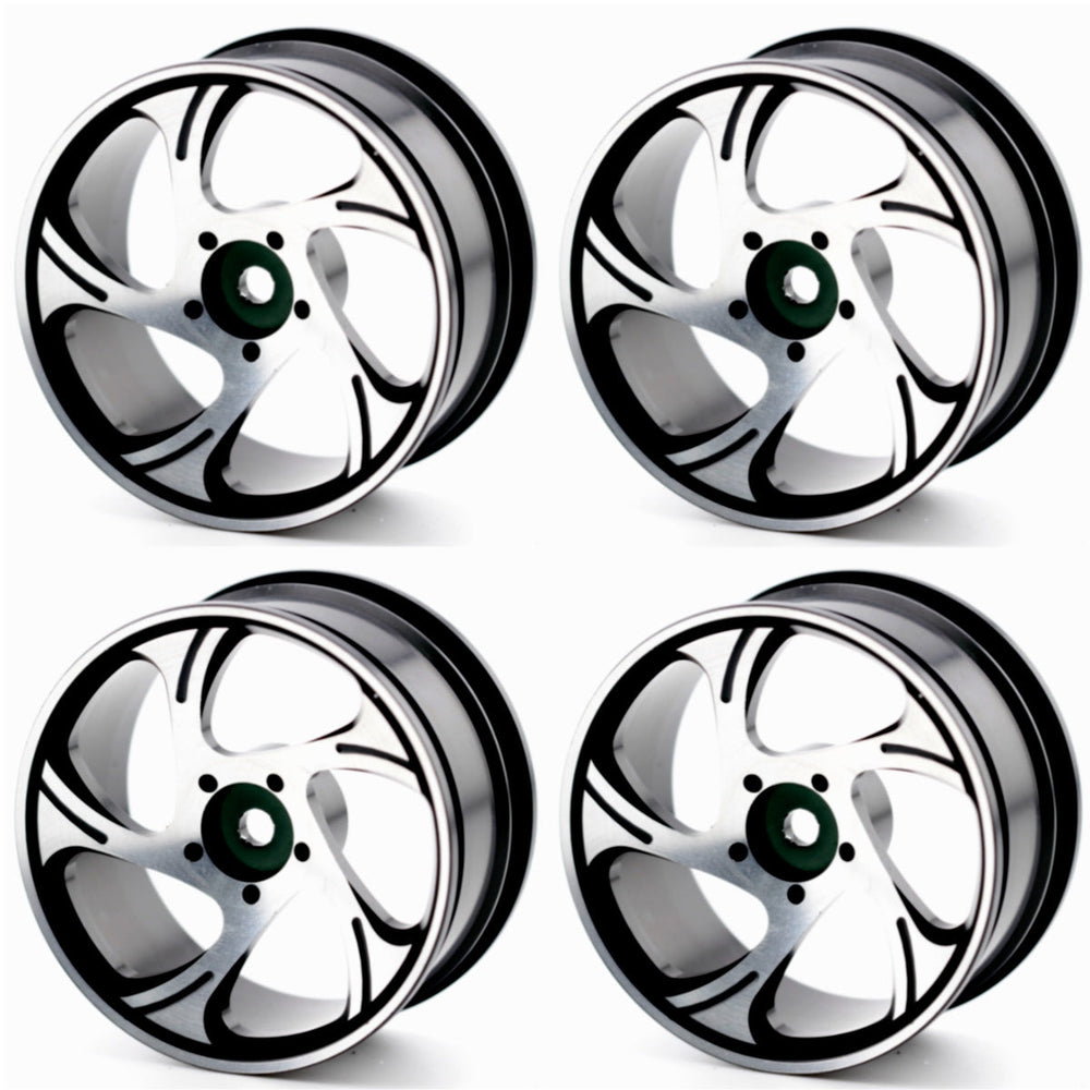 Powerhobby Aluminum 1/10 Touring Car Wheels / Rims Black (4) 12mm Hex -