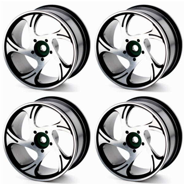 Powerhobby Aluminum 1/10 Touring Car Wheels / Rims Black (4) 12mm Hex -