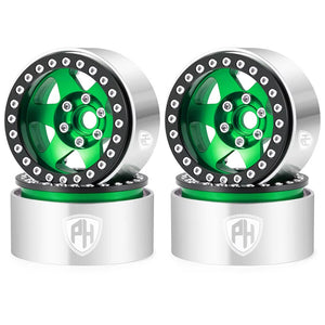 Powerhobby Aluminum 1.9" Green Beadlock Wheels (4) 1/10 Rock Crawler