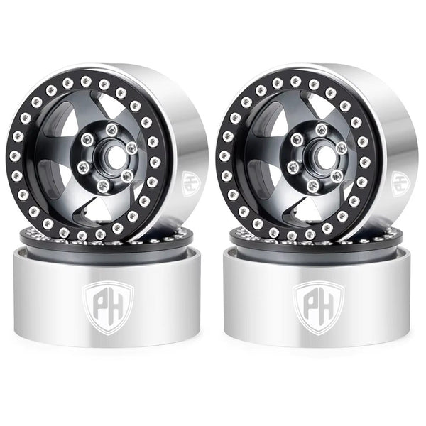 Powerhobby Aluminum 1.9" Grey Beadlock Wheels (4) 1/10 Rock Crawler