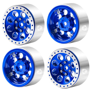 Powerhobby 1.3" Aluminum Beadlock Wheels Blue (4) 1/24 Rock Crawler