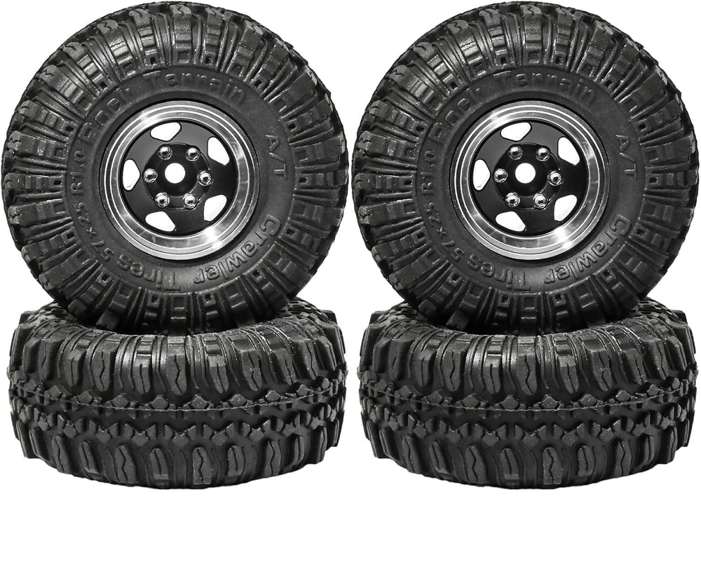 1.0" Mounted Tires / Wheels (4) 1/24 Rock Crawler