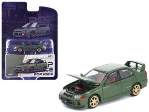 Mitsubishi Lancer Evolution IV RHD (Right Hand Drive) Green with Red Interior and Gold Wheels "Enigma Exclusive Edition" 1/64 Diecast Model Car by Pop Race