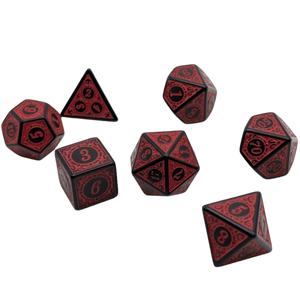 Magic Flame (Red) - "Enchanted Demon" - 7 Piece DnD Dice Set | Acrylic RPG Gaming Dice