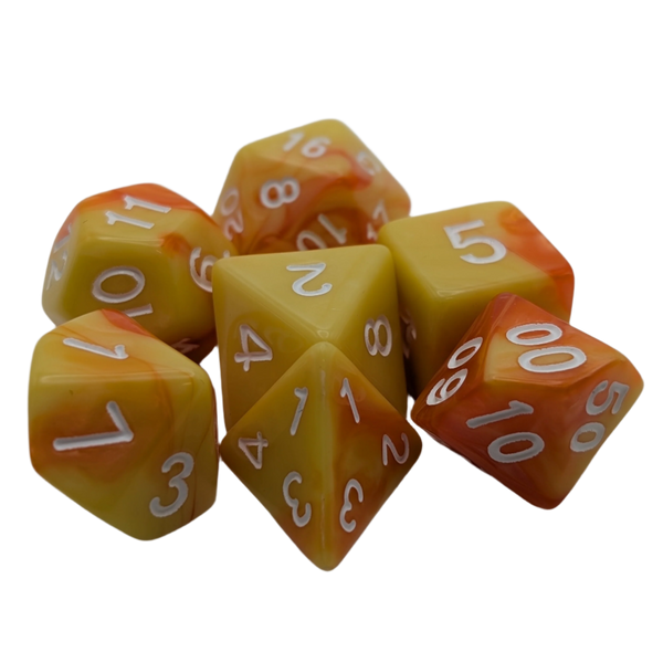 Lemon Orange - 7 Piece DnD Dice Set | Acrylic RPG Gaming Dice