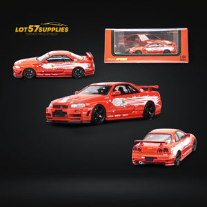 Fast Speed Skyline GT-R R34 Z-Tune FNF Red Livery 1:64