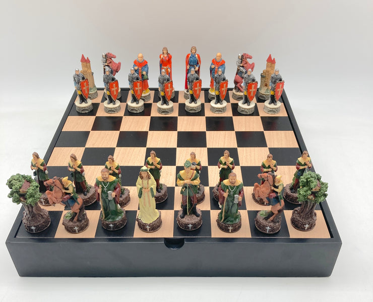 Little Shop of Magic Chess Set -Robin Hood Resin Chessmen on Black/Maple Chest — Board Game