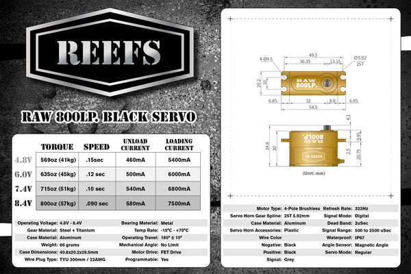 RAW800LP Servo, Brass Edition, Programmable Servo