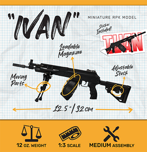 GoatGuns 1/3 Scale Die Cast RPK-16 LMG Model, Black — Diecast Replica Guns