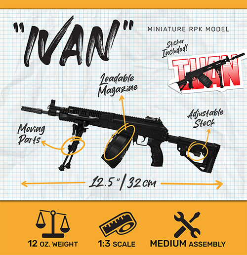 GoatGuns 1/3 Scale Die Cast RPK-16 LMG Model, Black — Diecast Replica Guns