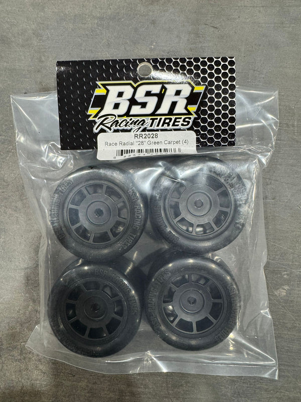 BSR RR2028 Race Radial "28" Green Carpet Tires (4) Losi Nascar