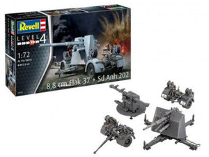 Black Forest® Hobby Supply Co Revell 3325 1/72 8,8cm Flak 37 Gun & SdAnh202 Trailer — Military Vehicle Kits > Revell