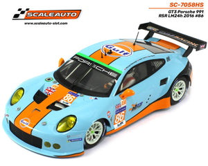 Scaleauto Porsche 991 RSR Gulf Le Mans 24h 2016 1/24 Slot Car RC3 Chassis