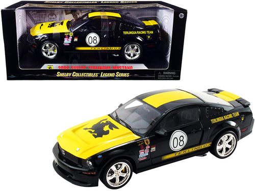 2008 Ford Shelby Mustang #08 "Terlingua" Black and Yellow "Shelby Collectibles Legend" Series 1/18 Diecast Model Car by
